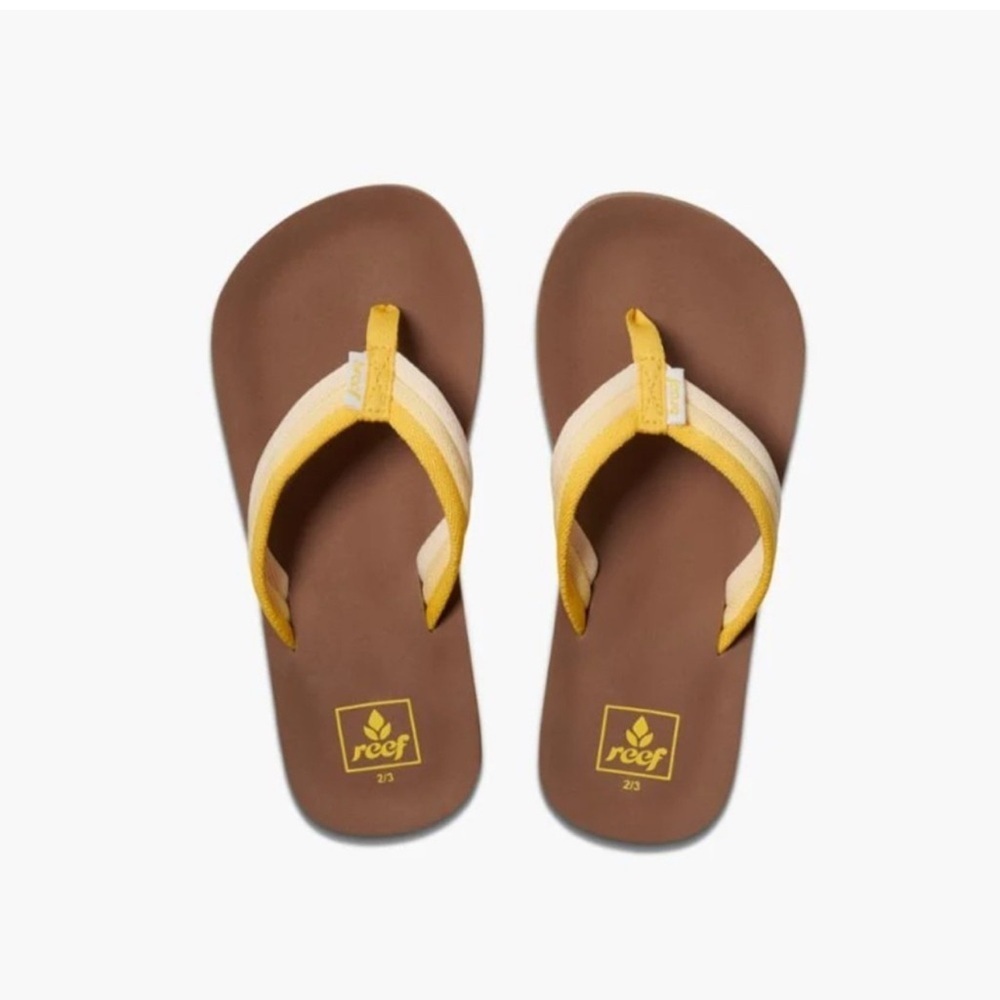 REEF Ahi Beach Sunshine foam sole flip flops sandals shoes size 4 5 youth kids